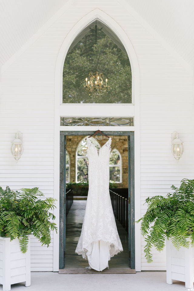 White wedding chapel wedding dress