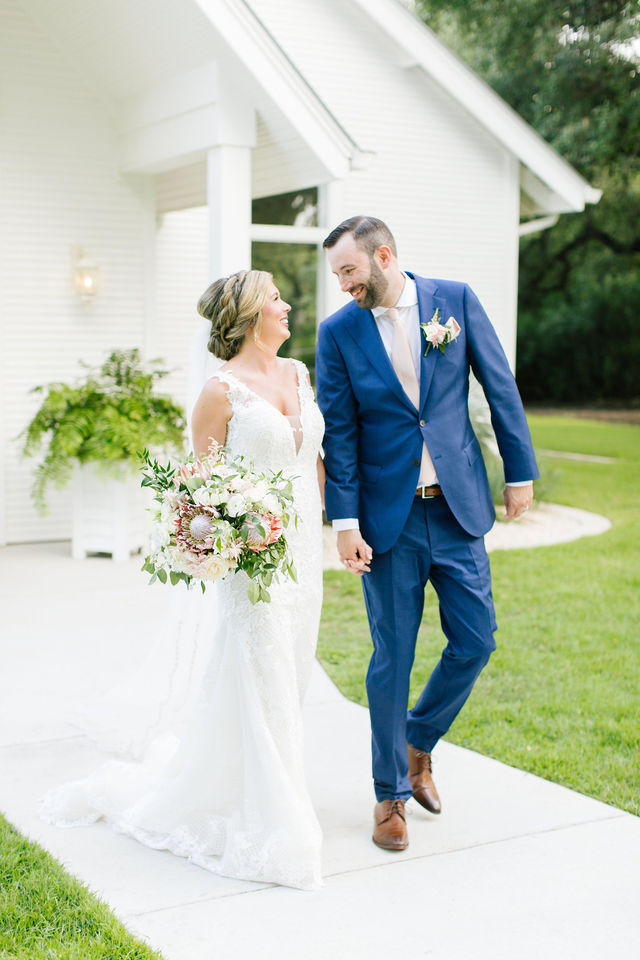 Navy Suit and Blush flowers