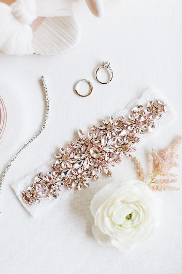 Blush and white bridal jewelry